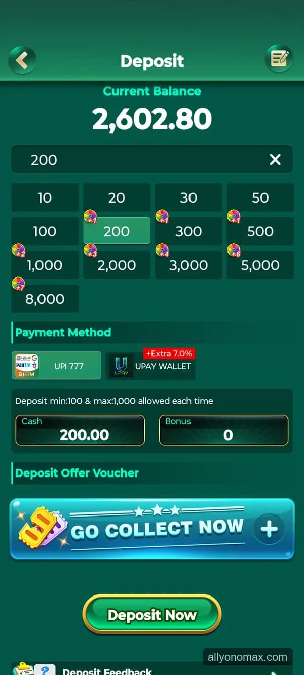 rummy 91 deposit screen